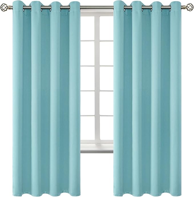 BGment Baby Blue Blackout Curtains for Bedroom 69 Inch Long - 2 Panels | Grommet Top, Black Out, Room Darkening, Sunblock, Thermal Insulated, Window Drapes for Kids Boys Room, 55x69 Inch