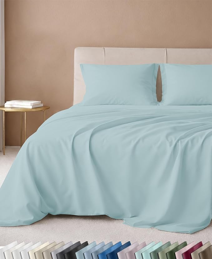 California Design Den Luxury 600 Thread Count King Bed Sheets Set, Seafoam | 100% Cotton Sateen Backed by Good Housekeeping Seal, Soft & Smooth, 16" Deep Pocket, All-Around Elastic, Durable, Easy Care