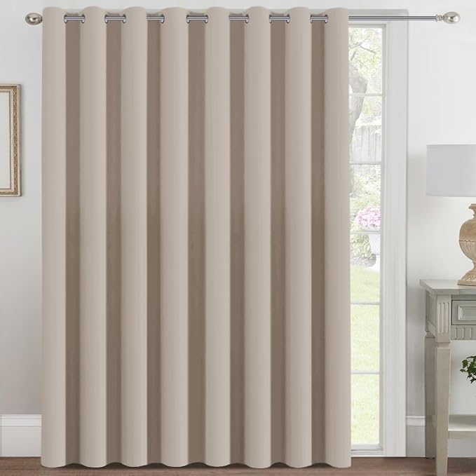 H.VERSAILTEX Blackout Patio Curtains 100 x 102 Inches for Sliding Door Extral Wide Blackout Curtain Panels Thermal Insulated Room Divider - Grommet Top, 8.5' Tall by 8.3' Wide - Fog