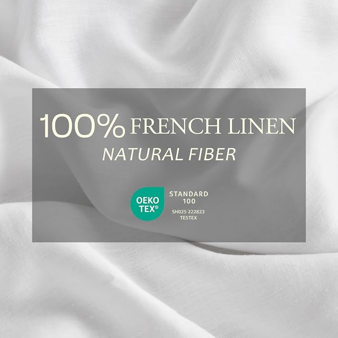 DAPU 100% French Linen Duvet Cover 3Pcs Set, 170GSM Linen Bedding, Cal King | Soft Breathable All-Season for Hot sleepers, Corner Ties & Zipper Closure, French Linen Flax from Normandy, White
