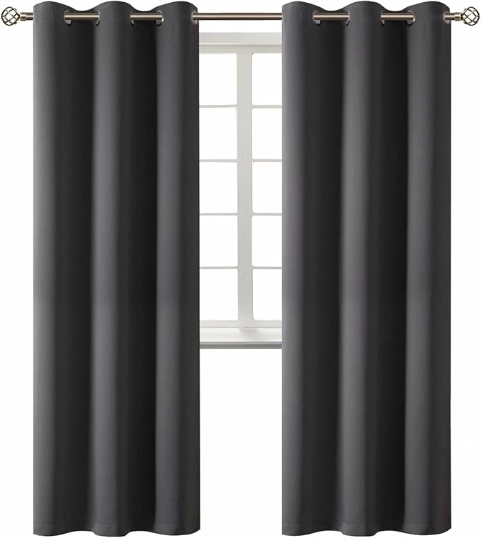 BGment Blackout Curtains - Grommet Thermal Insulated Room Darkening Bedroom and Living Room Curtain, Set of 2 Panels (42 x 84 Inch, Dark Grey) | Grommet Top, Black Out, Room Darkening, Sunblock, Thermal Insulated, Window Drapes for Bedroom, 42x84 Inch
