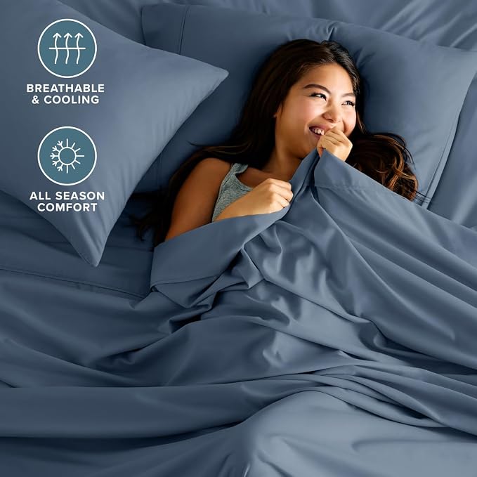 Bare Home Full Sheet Set - 1800 Ultra-Soft (Full, Bering Sea) | Deep Pockets 6 to 15 Inches, Breathable, Hypoallergenic, Hotel Luxury, Easy Fit, Soft, All-Season