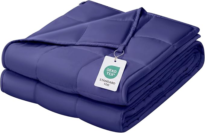 ZonLi Weighted Blanket for Adults (60"x80", 15lbs, Dusk Blue) | Queen Size High Breathability Cooling Heavy Blanket, Soft Material with Premium Glass Beads, All-Season, Easy Care