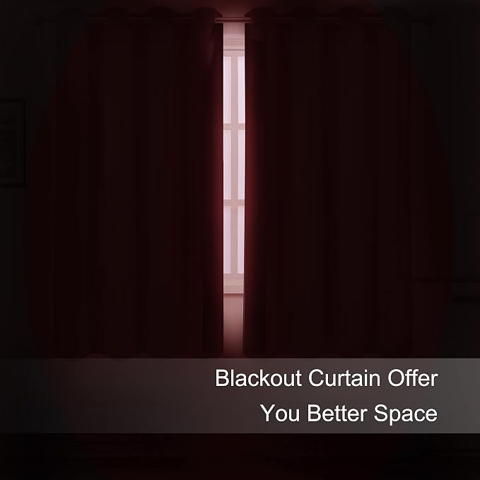 Bright Red Blackout Curtains 52 x 54 Inch Length/Set of 2 Curtain Panels/Thermal Insulated Room Darkening Blackout Curtains for Bedroom