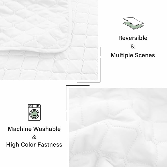 Exclusivo Mezcla Reversible King Size Quilt Bedding Set, White | Lightweight Bedspreads with 2 Pillow Shams, Soft Microfiber, All Season Bed Coverlets for Bedroom Guest Room, 104x96 Inch
