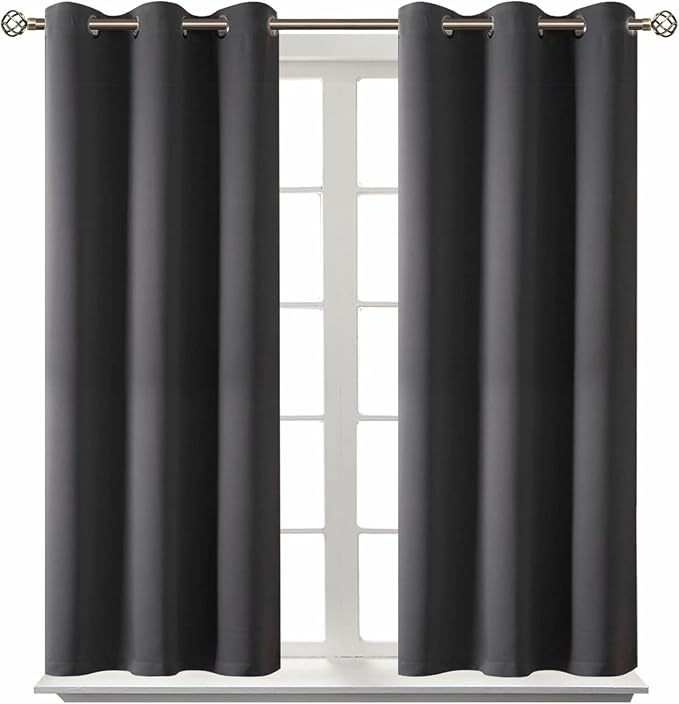 BGment Blackout Curtains for Bedroom - Grommet Thermal Insulated Room Darkening Curtains for Living Room, Set of 2 Panels (38 x 54 Inch, Dark Grey) | Grommet top, Blackout, Room Darkening, Sunblock, Thermal Insulated, Window Drapes for Kitchen, 38x54 Inch