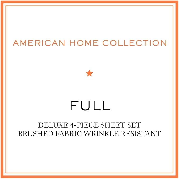 American Home Collection Full Size Sheet Set - Ultra-Soft Microfiber 15-Inch Deep Pocket - Wrinkle Free and Fade Resistant (Peach)