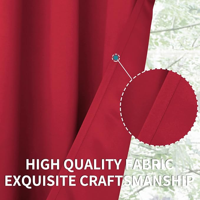 BGment Christmas Room Darkening Curtains 84 Inches Long - Grommet Thermal Insulated Drapes Window Treatment Curtains for Bedroom, 2 Panels, 52 x 84 Inch, Red | Grommet Top, Black Out, Room Darkening, Sunblock, Thermal Insulated, Window Drapes for Bedro...