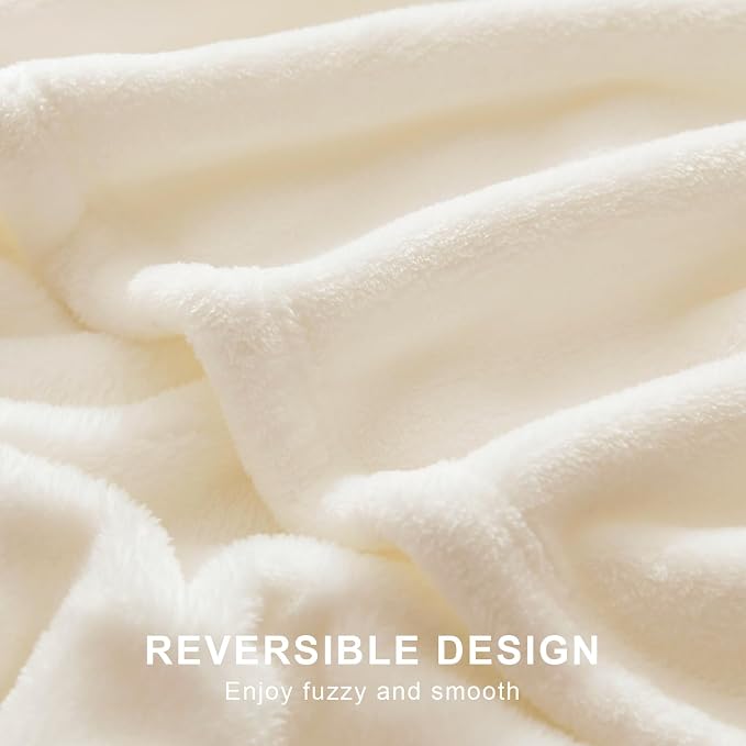 Hansleep Queen Beige Fleece Blanket, Soft Flannel Bed Blanket | Fuzzy Cozy Blanket 90x90 Inches, Multi-use for Bed, Sofa, Couch, Travel, Camping, All Season Warm Lightweight Cover