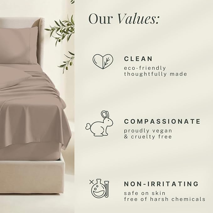 Hearth & Harbor Extra Deep Pocket Sheets - Fits Mattress 18-24 Inches Deep - Extra Deep Pocket Twin Sheets Sets - 4 Piece Twin Size - Taupe