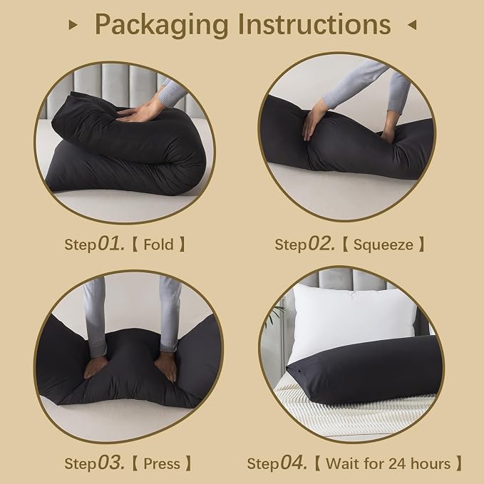 Memory Foam Body Pillow Insert,Bed Pillow for Adults, Black | Breathable,skin-friendly,Suitable for side sleepers,multiple application