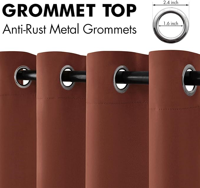 MIULEE Caramel Blackout Bedroom Curtains Drapes 84 Inch Long 52"x84" | Grommet Top, Room Darkening Window Drapes, Privacy Protection, Thermal Insulated, Heat Blocking, Light Blocking