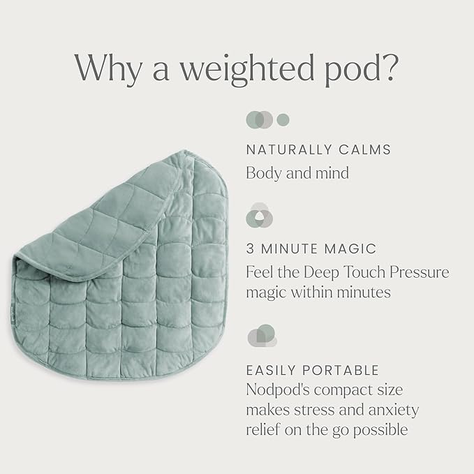 nodpod Body 6.5lb Patented Compact Weighted Blanket | Perfect for Relaxation, Lounging, Napping, Sleeping & Travel, Glass Bead Filled, Machine Washable, 29" x 24", Sage