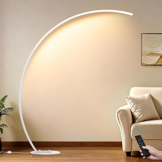2000LM Ultra-Wide Coverage LED Lamps for Living Room with 3 Color Temperatures, White Dimmable Arc Floor Lamps, Modern Standing Tall Lamp with Remote Control Reading Floor Lamp for Bedroom Office