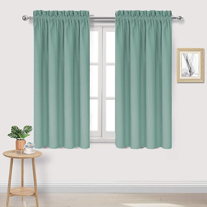 DWCN Blackout Curtains for Bedroom 42 x 54 Inch Long Sage Green 2 Panels | Room Darkening, Thermal Insulated, Light Blocking, Rod Pocket Drapes, Noise Reducing Window Treatments