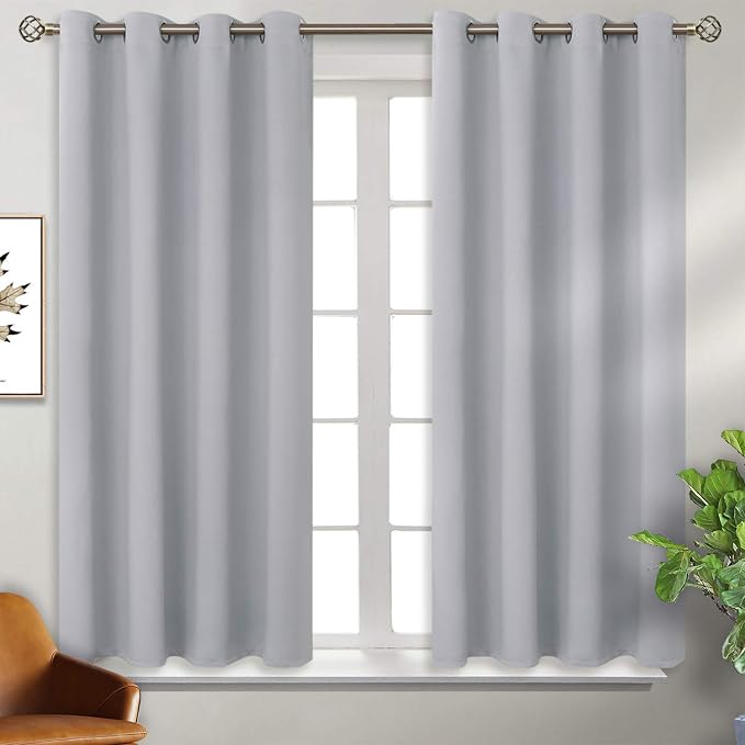BGment Room Darkening Curtains for Bedroom - Grommet Thermal Insulated Window Treatments Light Blocking Curtains for Living Room, Set of 2 Panels, Each 46 x 54 Inch, Light Grey | Grommet Top, Light-Blocking, Sunblock, Thermal Insulated, Window Drapes f...