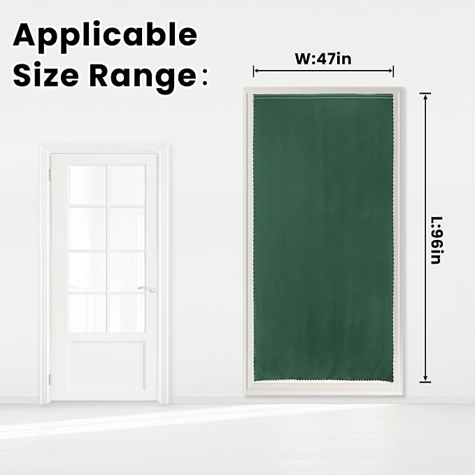Blackout Curtains for Bedroom Sticky Curtain Blackout Window Cover Self Adhesive Curtains Rod No Drillng, 47" W X 96" L, Dark Green, 1 Panel