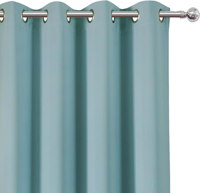 Stone Blue Thermal Blackout Curtains/52 x 45 Inch/Set of 2 Panels Room Darkening Curtains