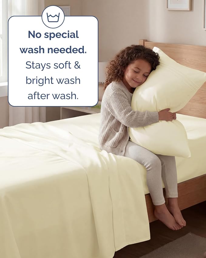 Twin Size 3 Piece Sheet Set - Comfy Breathable & Cooling Sheets - Off White | Hotel Luxury Bed Sheets for Women & Men, Deep Pockets, Easy-Fit, Extra Soft and Wrinkle Free Sheets, Oeko-Tex Bed Sheet Set