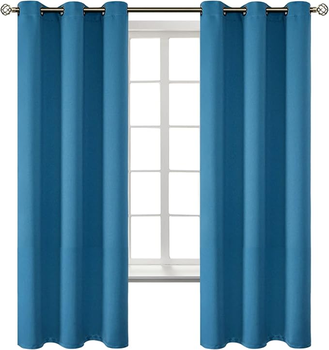 BGment Steel Blue Blackout Curtains for Bedroom 63 Inch Long - 2 Panels | Grommet Top, Black Out, Room Darkening, Sunblock, Thermal Insulated, Window Drapes for Kids Boys Room, 42x63 Inch