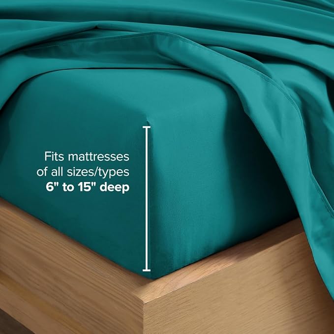 Bare Home King Sheet Set - 1800 Ultra-Soft (King, Emerald) | Deep Pockets 6 to 15 Inches, Breathable, Hypoallergenic, Hotel Luxury, Easy Fit, Soft, All-Season