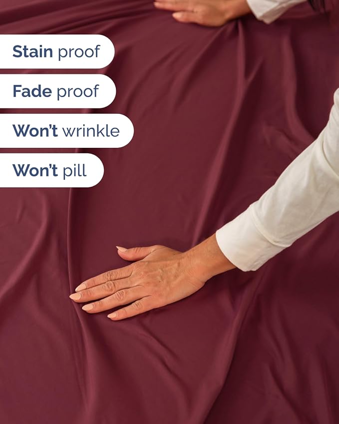 Extra Deep Flex Top Split Head King Sheet Set - 6 Piece Breathable and Cooling Sheets - Hotel Luxury Bedding for Women, Men, Kids & Teens - Easy Secure Fit - Extra Deep Pockets - Burgundy