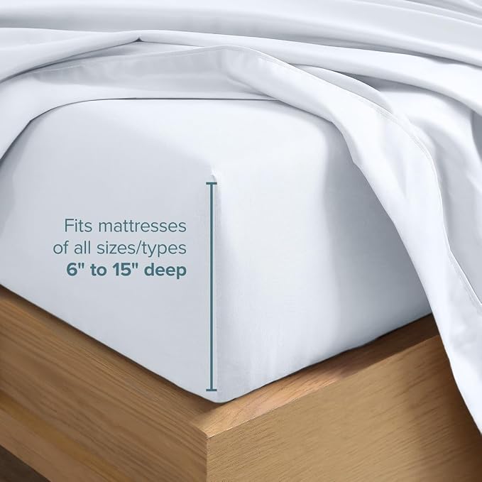 Bare Home Twin Sheet Set - 1800 Ultra-Soft (Twin, White) | Deep Pockets 6 to 15 Inches, Breathable, Hypoallergenic, Hotel Luxury, Easy Fit, Soft, All-Season