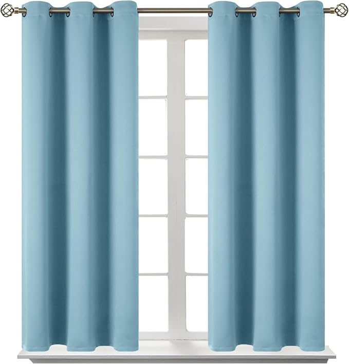 BGment Short Curtains for Small Window 54 Inch Long - Greyish Blue 2 Panels | Grommet top, Room Darkening, Sunblock, Thermal Insulated, Window Drapes for Kitchen, 38x54 Inch