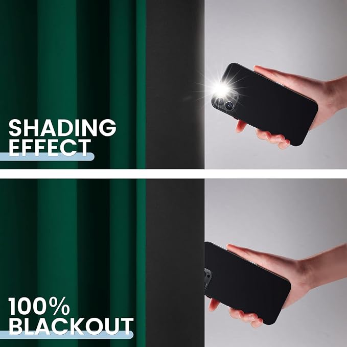 SimpleHome Dark Green 100% Blackout Curtains Room Darkening Living Room 54 | Curtains for Bedroom,Thermal Insulated Grommet Window Drapes,Curtains for Living Room with Black Back,52 x 54 Inch,2 Panels