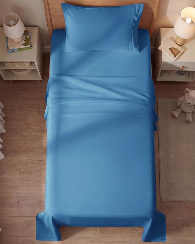 Twin Size 3 Piece Sheet Set - Breathable & Cooling Sheets - Denim Blue | Hotel Luxury Bed Sheets for Women & Men, Deep Pockets, Easy-Fit, Extra Soft and Wrinkle Free Sheets, Oeko-Tex Bed Sheet Set