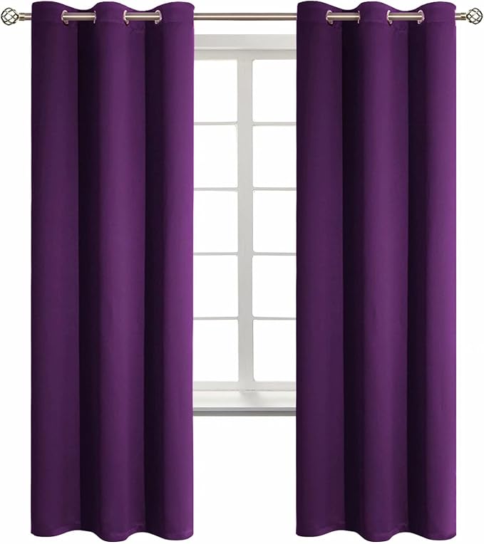 BGment Purple Blackout Curtains for Bedroom 72 Inch Long - 2 Panels | Grommet Top, Black Out, Room Darkening, Sunblock, Thermal Insulated, Window Drapes for Kids Boys Room, 42x72 Inch