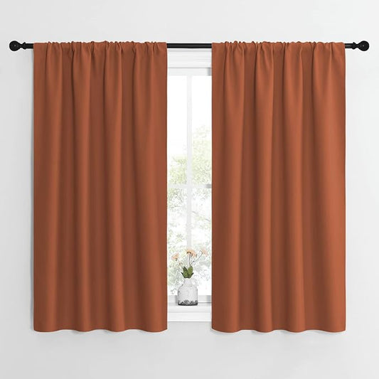 NICETOWN Blackout Curtains and Drapes - Thermal Insulated Solid Rod Pocket Blackout Draperies/Panels (Burnt Orange, 1 Pair, 42 by 54 inches)