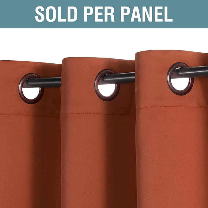 H.VERSAILTEX Ultra Soft Blackout Curtains for Bedroom 84 Inches Thermal Insulated Window Curtain for Living Room, Energy Efficicent Grommet Window Treatment Panel - Orange (1 Panel), 52'W x 84'L