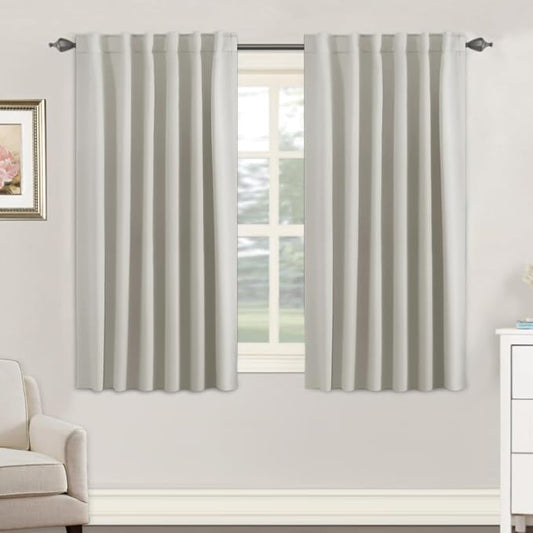 H.VERSAILTEX Blackout Curtains Thermal Insulated Window Treatment Panels Room Darkening Blackout Drapes for Living Room Back Tab/Rod Pocket Bedroom Draperies, 52 x 54 Inch, Ivory/Cream