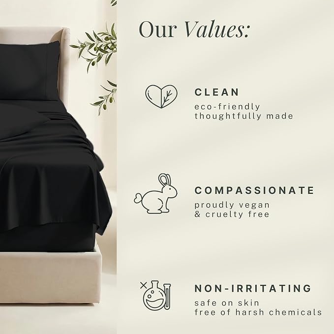Hearth & Harbor Extra Deep Pocket Sheets - Fits Mattress 18-24 Inches Deep - Extra Deep Pocket California King Size - 6 Piece Cal King Sheets - Cal King, Black