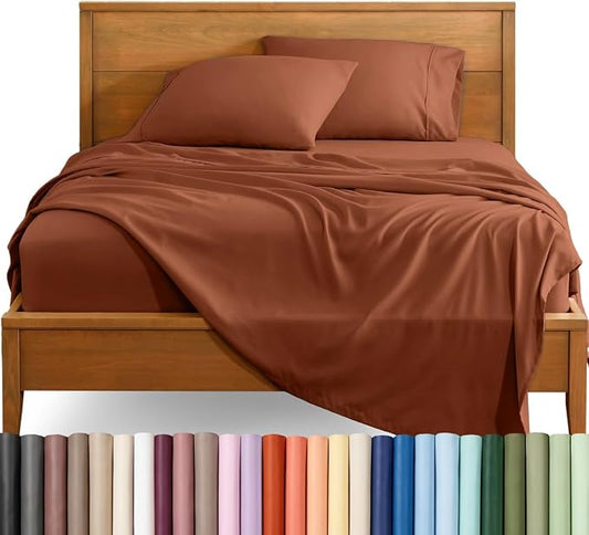 Bare Home King Sheet Set - 1800 Ultra-Soft (King, Terracotta) | Deep Pockets 6 to 15 Inches, Breathable, Hypoallergenic, Hotel Luxury, Easy Fit, Soft, All-Season