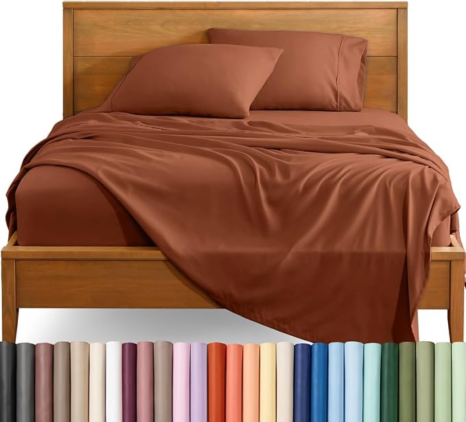 Bare Home Queen Sheet Set - 1800 Ultra-Soft (Queen, Terracotta) | Deep Pockets 6 to 15 Inches, Breathable, Hypoallergenic, Hotel Luxury, Easy Fit, Soft, All-Season
