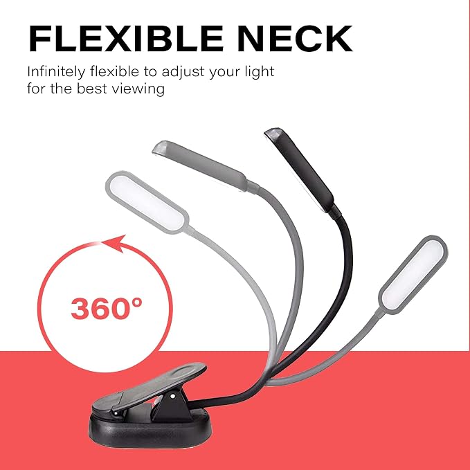 hooga Amber Book Light – Blue Light Blocking Reading Light for Bed, Stepless Dimming, Rechargeable Clip-On Night Light, 1600K Amber & 625nm Red LED for Night Reading