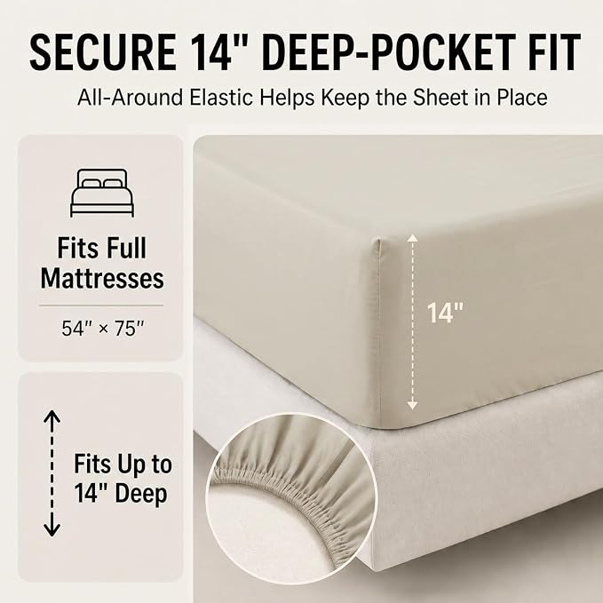 Full Size Comforter Sets Oatmeal - 7 Pieces Bed in a Bag | OEKO-TEX Certified, All-Season, Bedroom, Guest Room, Down-Alternative Comforter + Flat & Fitted Sheets + 4 Pillowcases