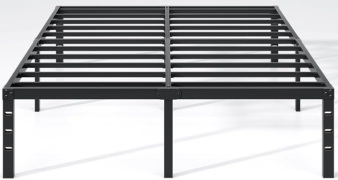 NEW JETO Metal Bed Frame,Full Size Bed Frame with Storage Space,12 Inch | Heavy Duty Sturdy Mattress Foundation,Easy Assembly, No Box Spring Needed,Black