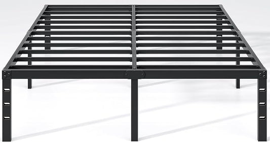 NEW JETO Metal Bed Frame,Full Size Bed Frame with Storage Space,12 Inch | Heavy Duty Sturdy Mattress Foundation,Easy Assembly, No Box Spring Needed,Black