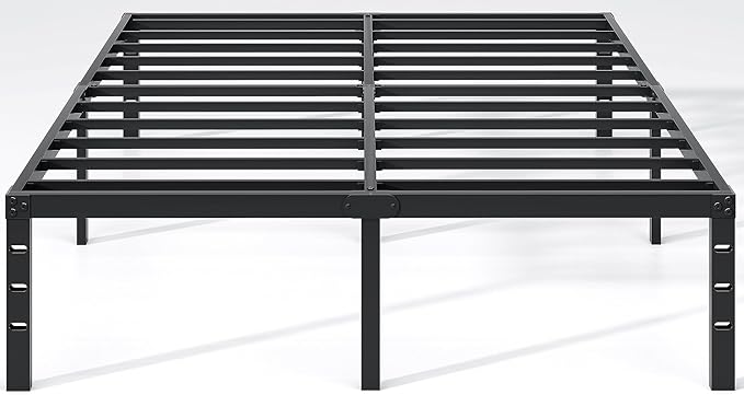NEW JETO Metal Bed Frame,King Size Bed Frame with Storage Space,16 Inch | Heavy Duty Sturdy Mattress Foundation,Easy Assembly,No Box Spring Needed, Black