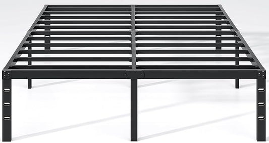 NEW JETO Metal Bed Frame,King Size Bed Frame with Storage Space,16 Inch | Heavy Duty Sturdy Mattress Foundation,Easy Assembly,No Box Spring Needed, Black