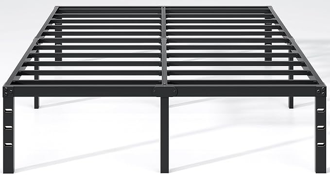 NEW JETO Metal Bed Frame,Queen Size Bed Frame with Storage Space,14 Inch | Heavy Duty Sturdy Mattress Foundation,Easy Assembly,No Box Spring Needed, Black