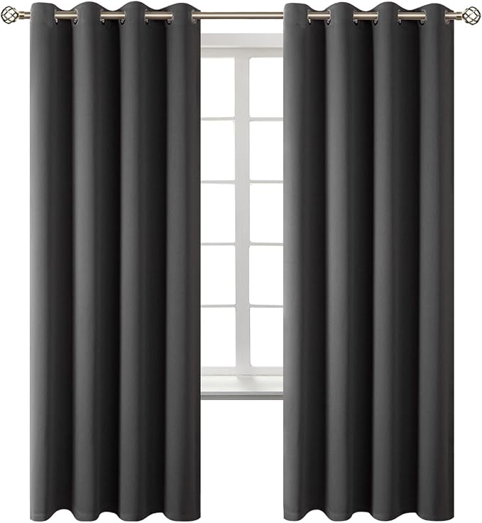 BGment Dark Grey Blackout Curtains for Bedroom 72 Inch Long - 2 Panels | Grommet Top, Black Out, Room Darkening, Sunblock, Thermal Insulated, Window Drapes for Kids Boys Room, 52x72 Inch