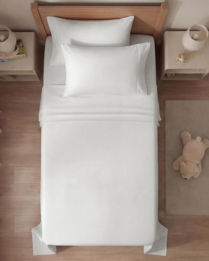 Twin 4 Piece Bed Sheet Set - Breathable & Cooling Sheets - Antique White | Ultra Soft Hotel Luxury Bedding Set with 8-16 Inch Deep Pockets, 1 Flat & 1 Fitted Sheet & 2 Pillowcases, Wrinkle & Fade Free