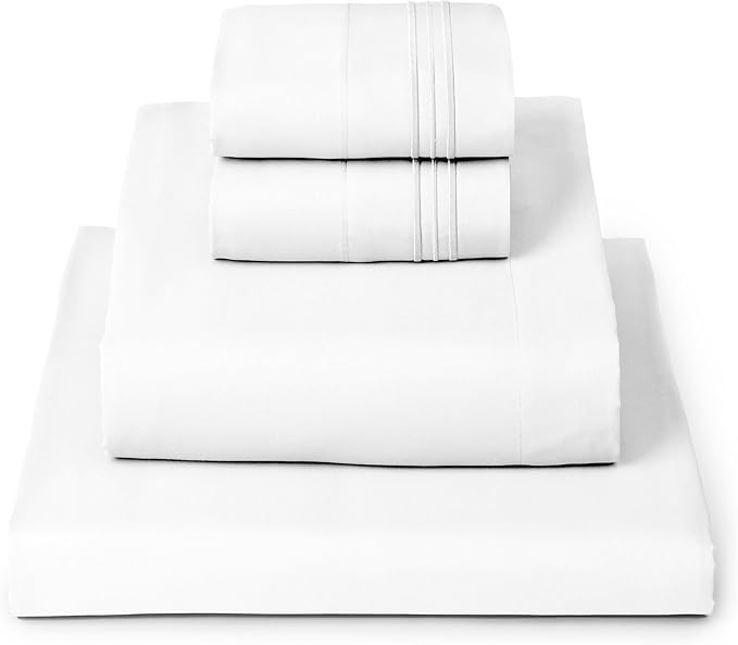 Mellanni Iconic 4-Piece, Ultra Soft Sheet Set (King, White) | 10M+ Sleepers. Lab-tested: Sleeps Cool, Stays Bright, Strong, Smooth. Good Housekeeping Best Bedding, 7 yrs running.