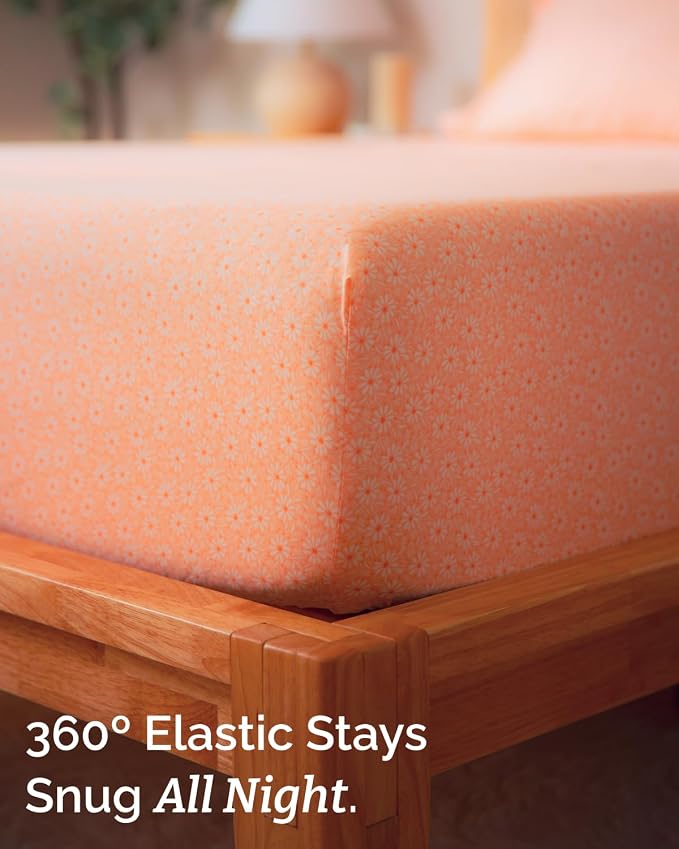 Full 4 Piece Floral Sheet Set - Soft, Breathable & Cooling - Blush Daisies | 1 Flat, 1 Fitted & 2 Pillowcases w/ Deep Pockets, Boho Botanical Floral Bedding, Breathable & Cooling, Wrinkle & Fade Free