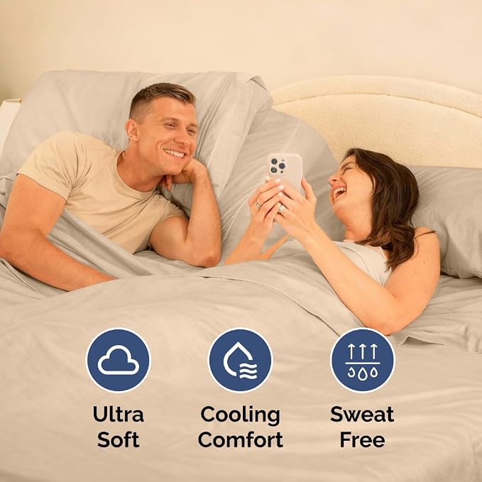 Flex Top Split Head King 4 Piece Sheet Set - Ultra-Soft, Breathable - Cream | Cooling Bed Sheets Set, Hotel Luxury Bedding for Women & Men with Deep Pockets, Wrinkle Free & Fade Resistant, Oeko-Tex