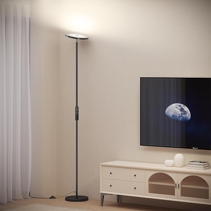 SUNMORY Floor Lamps for Living Room，LED Standing Lamp with Remote Control | 32W/3000LM Super Bright, 69" Tall Floor Lamp with Stepless Dimmable, Modern Torchiere Corner Lamp for Bedroom, Office